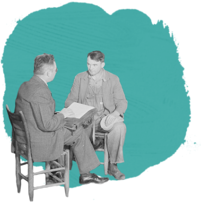two men sitting in chairs