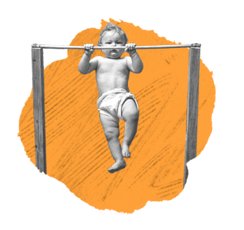 baby doing a pullup