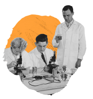 scientists looking through microscopes