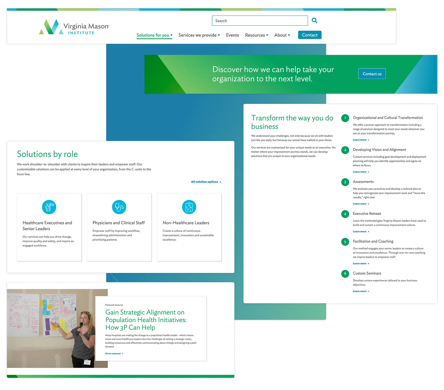 Legacy Virginia Mason Institute website prior to redesign with outdated navigation and visual design.